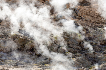 The steaming volcanic pools at Hverir, Myvatn, Nordhurland Eystra, Iceland.
