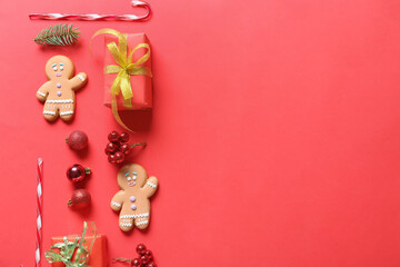Fototapeta na wymiar Beautiful Christmas composition on color background