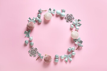 Beautiful Christmas composition on color background