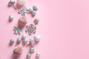 Beautiful Christmas composition on color background