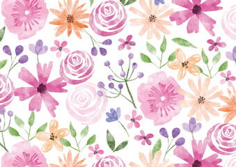 綺麗な花_模様_水彩