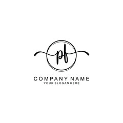 Initial PF Handwriting, Wedding Monogram Logo Design, Modern Minimalistic and Floral templates for Invitation cards	
