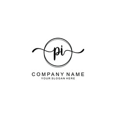 Initial PI Handwriting, Wedding Monogram Logo Design, Modern Minimalistic and Floral templates for Invitation cards	
