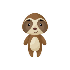 Obraz premium Cute little sloth on white background. Cartoon animal character for kids cards, baby shower, posters, b-day invitation, clothes. Bright colored childish vector illustration in ecartoon style.
