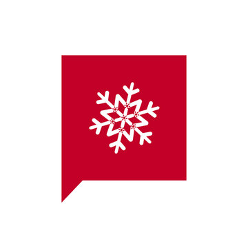 Icon Christmas white snowflake on red background 