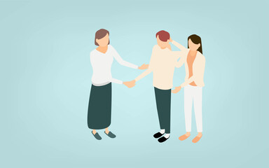 Obraz premium アイソメトリック、LGBT、性の多様性のひとつ、レズビアンカップルの子育て