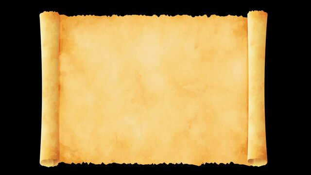 Old curled paper illustration movie. Alpha channel for background transparent use.	