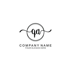 Initial QA Handwriting, Wedding Monogram Logo Design, Modern Minimalistic and Floral templates for Invitation cards	
