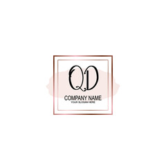 Initial QD Handwriting, Wedding Monogram Logo Design, Modern Minimalistic and Floral templates for Invitation cards	
