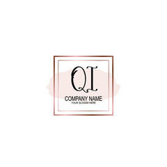 Initial QI Handwriting, Wedding Monogram Logo Design, Modern Minimalistic and Floral templates for Invitation cards	
