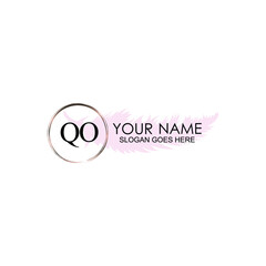 Initial QO Handwriting, Wedding Monogram Logo Design, Modern Minimalistic and Floral templates for Invitation cards	
