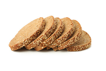 Rye bread slices isolated on white background