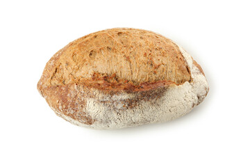 Fresh baked dark bread isolated on white background