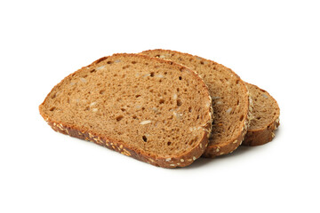 Dark bread slices isolated on white background