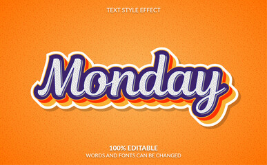 Editable text effect, Happy monday text style