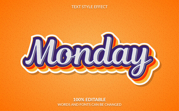 Editable text effect, Happy monday text style