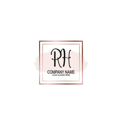 Initial RH Handwriting, Wedding Monogram Logo Design, Modern Minimalistic and Floral templates for Invitation cards	
