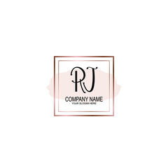 Initial RJ Handwriting, Wedding Monogram Logo Design, Modern Minimalistic and Floral templates for Invitation cards	
