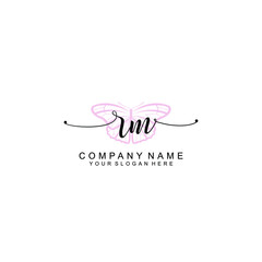 Initial RM Handwriting, Wedding Monogram Logo Design, Modern Minimalistic and Floral templates for Invitation cards	
