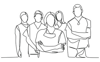 Group of medical staff.  Medical Team. Continuous one line drawing