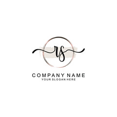 Initial RS Handwriting, Wedding Monogram Logo Design, Modern Minimalistic and Floral templates for Invitation cards	
