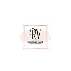 Initial RV Handwriting, Wedding Monogram Logo Design, Modern Minimalistic and Floral templates for Invitation cards	
