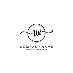 Initial RW Handwriting, Wedding Monogram Logo Design, Modern Minimalistic and Floral templates for Invitation cards	
