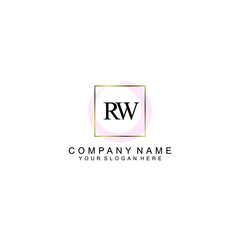 Initial RW Handwriting, Wedding Monogram Logo Design, Modern Minimalistic and Floral templates for Invitation cards	
