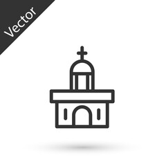 Grey line Church building icon isolated on white background. Christian Church. Religion of church. Vector.
