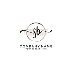 Initial SB Handwriting, Wedding Monogram Logo Design, Modern Minimalistic and Floral templates for Invitation cards	
