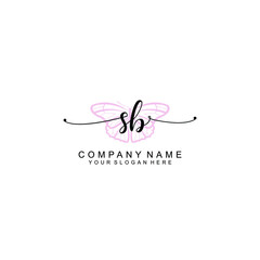 Initial SB Handwriting, Wedding Monogram Logo Design, Modern Minimalistic and Floral templates for Invitation cards	
