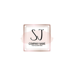 Initial SJ Handwriting, Wedding Monogram Logo Design, Modern Minimalistic and Floral templates for Invitation cards	
