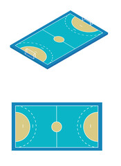 Blue handball field. vector illustration
