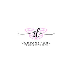 Initial SL Handwriting, Wedding Monogram Logo Design, Modern Minimalistic and Floral templates for Invitation cards	
