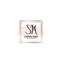 Initial SM Handwriting, Wedding Monogram Logo Design, Modern Minimalistic and Floral templates for Invitation cards	
