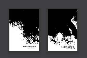 Vector set of black and white flyer template book with concept hand drawn paint grunge style.