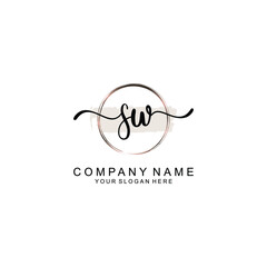 Initial SW Handwriting, Wedding Monogram Logo Design, Modern Minimalistic and Floral templates for Invitation cards	
