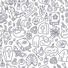 Happy Halloween seamless pattern, abstract background for wrapping and tissue paper, banners and posters
