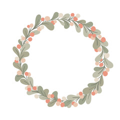 Cute flowers circle wreath floral wallpaper template background bouquet. Botanical flower and leaf branch can be used for printing, greeting or wedding anniversary. Vector invitation card concept