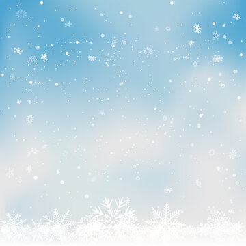 Christmas snow falls blue sky backdrop