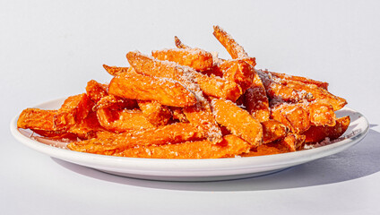 Healthy Homemade Baked Sweet Potato Fries with parmesan cheese