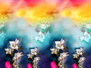 Obraz na płótnie Canvas Digital textile sdaree design and colourfull background and illustration