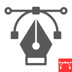 Curvature tool glyph icon, graphic design and designer, pen tool sign vector graphics, editable stroke solid icon, eps 10.