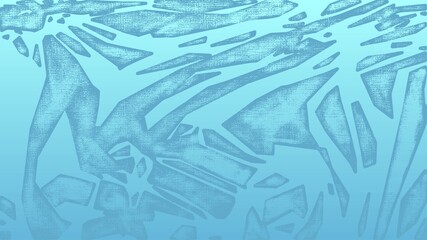 Hand drawn geometric artwork. Random ice particles. Textured vector monochrome background, teal colored paper. Turquoise cold winter texture