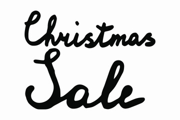 Handwritting text Christmas Sale. Vector illustration for card, poster, banner. Handlettering inscription.