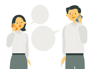 スマホで電話をする男性と女性