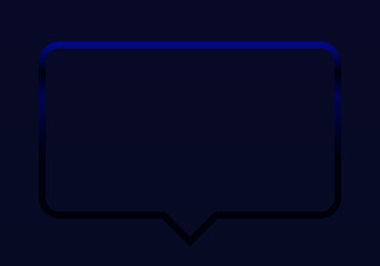 Speech bubble rectangle dark blue with shadow and neon light effect, Modern design vector, Clear and simple background banner template