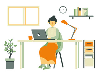 自宅で働くデザイナーの女性