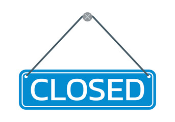 Closed door sign or hanging board. Vector illustration.