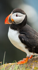 Puffin birds in Latrabiarg cliff, Iceland